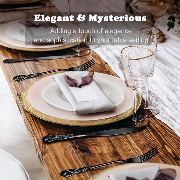 🆕 Gorgeous Retro Royal Black Stainless Steel 20 Pieces Flatware Set Anti-Rust - Picture 7 of 7